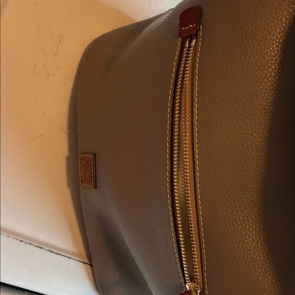 Dooney & Bourke Gray/Leather Shoulder Hobo with Brown Trim - Picture 8 of 14